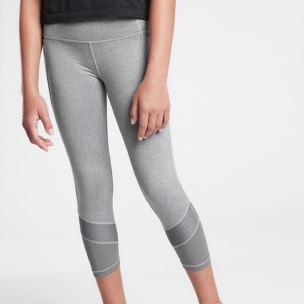 Athleta Girl Gray Refuel Mesh Capri Cropped Leggings
